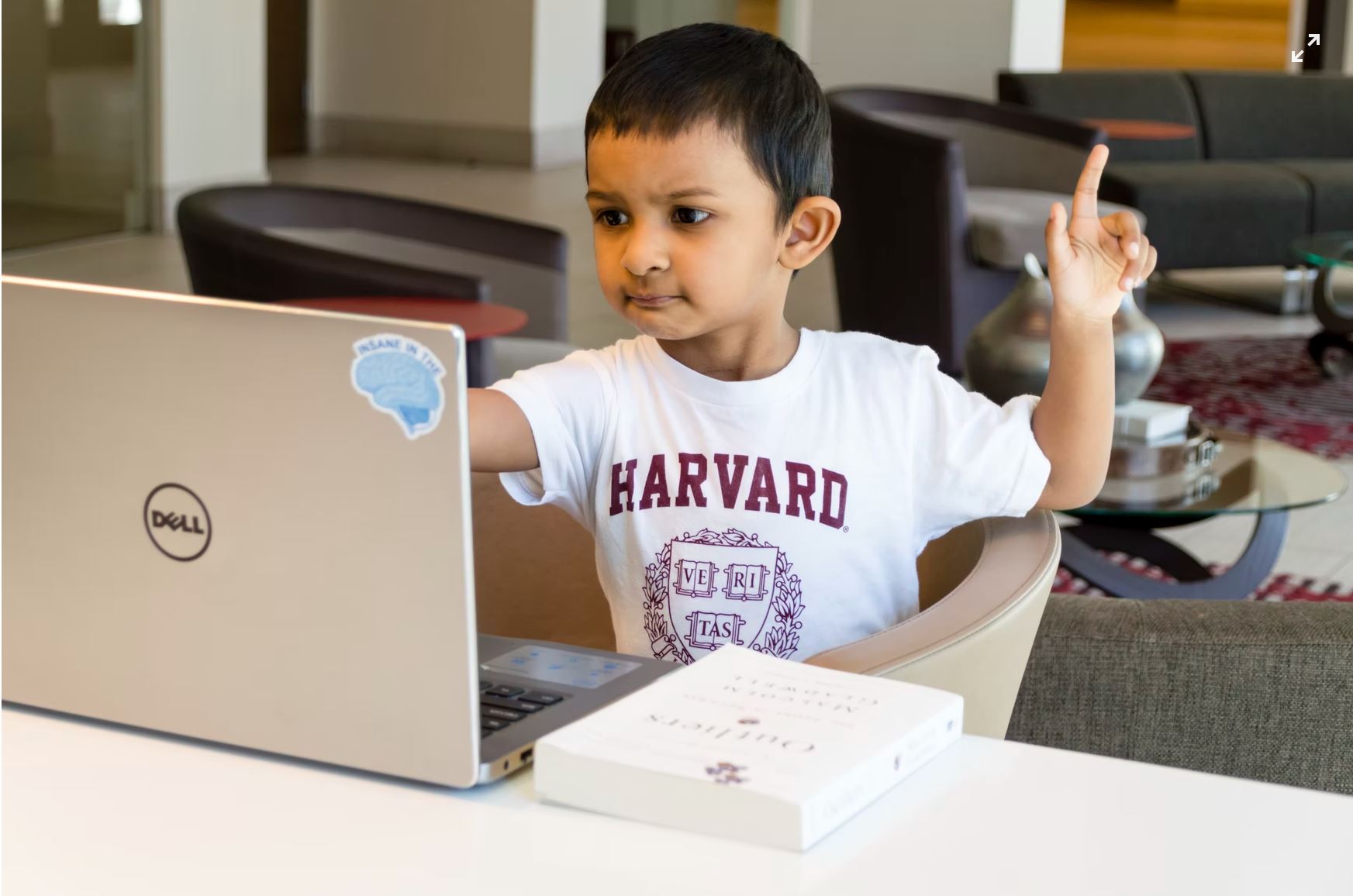 Child using Dell laptop